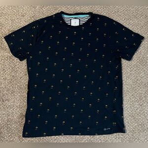 Denim & Flower Ricky Singh Size Large Palm Tree Short Sleeve T-Shirt Navy Blue